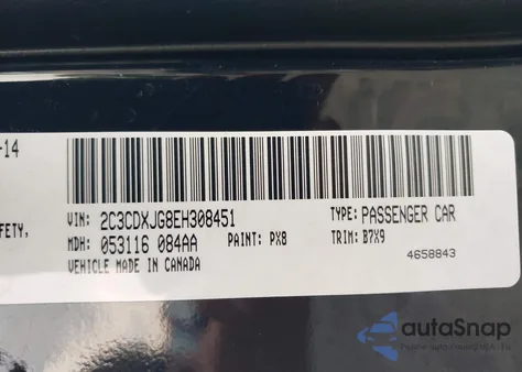 2014 Dodge Charger Sxt из США, поврежденный, VIN 2C3CDXJG8EH308451